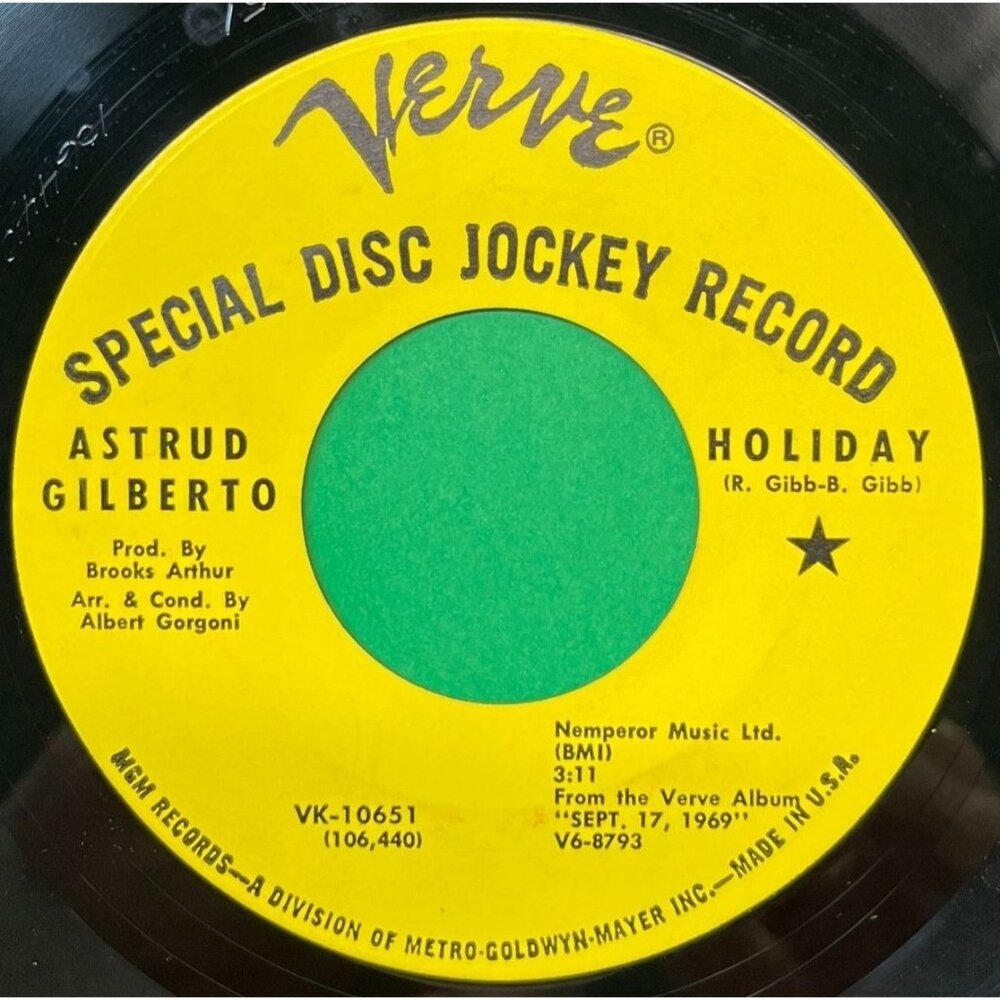 Astrud Gilberto Holiday / Lets Have The Morning 45 Vinyl 1960s Jazz Verve Promo